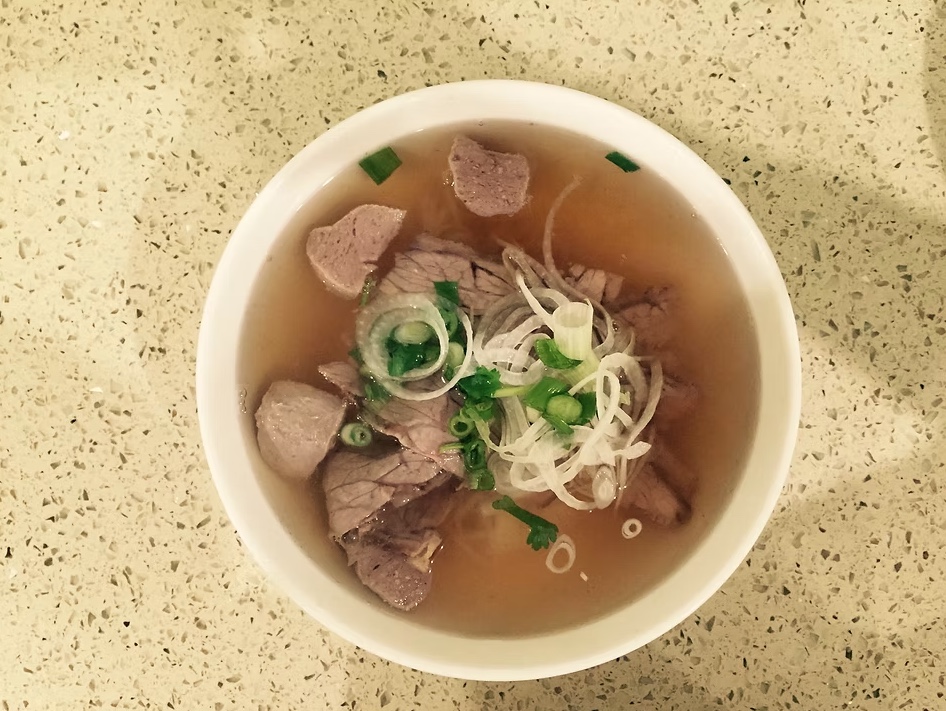 The popular beef brisket and meatballs pho at Pho Kang. 