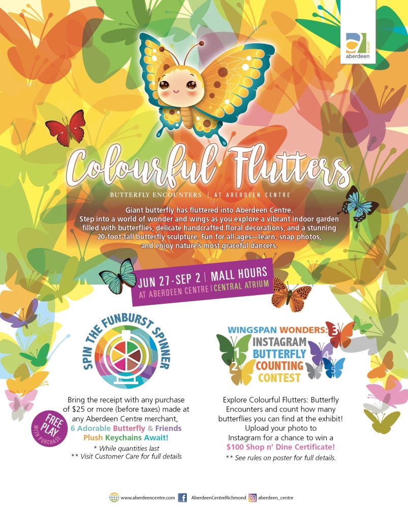 Butterfly Encounter event poster at Aberdeen Centre.
