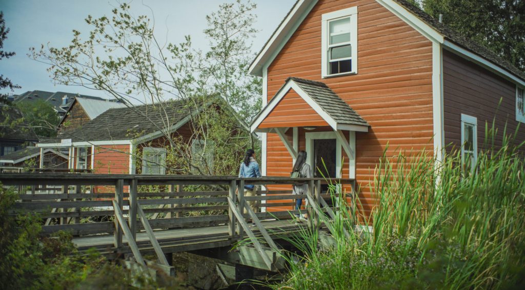 Historic stilt houses at Britannia Shipyards National Historic Site.