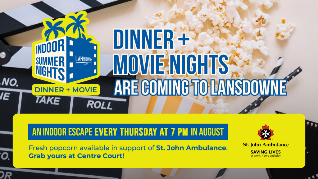 Event poster for movie nights at Lansdowne Centre.