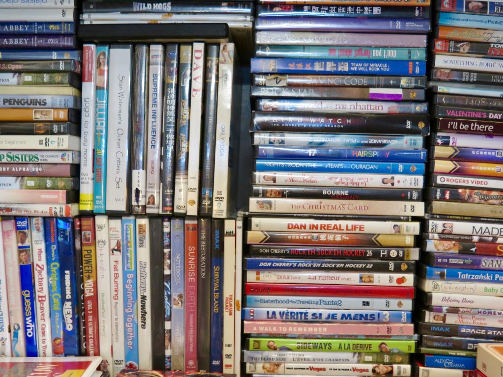 DVDs at the RAPS Cat Sanctuary Thrift Store. 