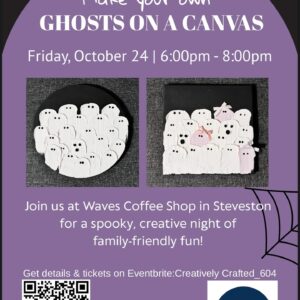 Halloween poster at waves coffee in Steveston Village.