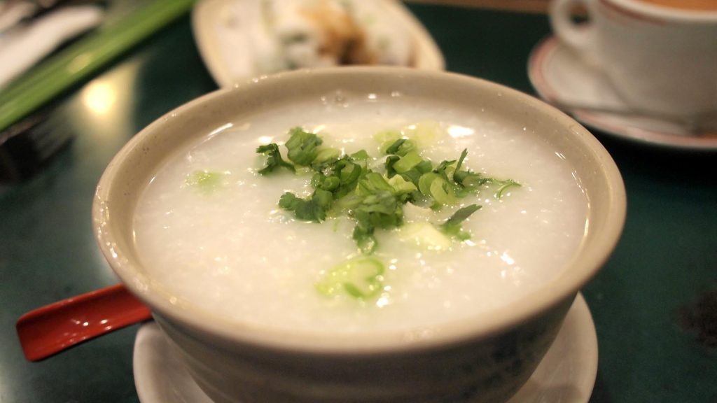 Lido Restaurant Rice Porridge with Shrimp and Squid.